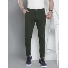 The Indian Garage Co Men Slim Fit Mid-Rise Solid Olive Chinos