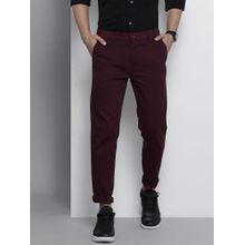 The Indian Garage Co Men Slim Fit Mid-Rise Solid Maroon Chinos