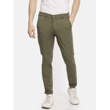 The Indian Garage Co Men Slim Fit Mid-Rise Solid Olive Chinos
