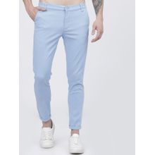 The Indian Garage Co Men Slim Fit Mid-Rise Solid Blue Chinos