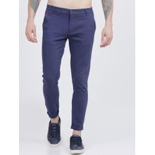 The Indian Garage Co Men Slim Fit Mid-Rise Solid Blue Chinos