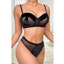 BRACHY Bridal Black Padded Push-Up Bra Lingerie Bra and Briefs