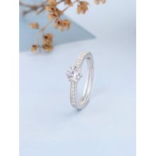 925 Silver 1.25 Carat American Diamond Solitaire Engagement Ring For Women & Girls
