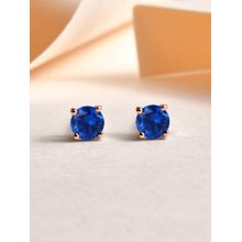 925 Silver 18K Rose Gold Plated 0.5 Carat Blue Sapphire Stud Earring Women & Girls