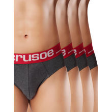 CRUSOE Mens Charcoal Antimicrobial Super Combed Cotton Fashion Briefs (Pack of 4)