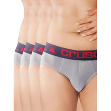 CRUSOE Mens Grey Antimicrobial Super Combed Cotton Fashion Briefs (Pack of 4)