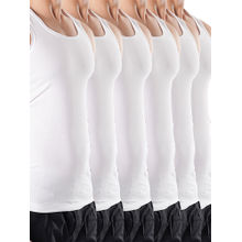 CRUSOE Mens White Super Soft Combed Cotton Jersey Vests (Pack of 6)