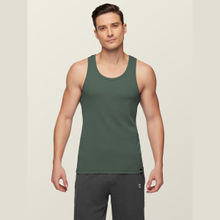 XYXX Mens Super Combed Cotton Round Neck Ribbed Vest Olive