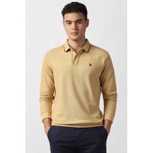 Van Heusen Men Beige Solid Collar Neck Polo T-Shirt