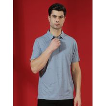CRIMSOUNE CLUB Men Blue Marble Print Polo T-Shirt