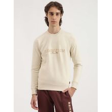 United Colors of Benetton Regular Fit Crew Neck Typography Emblem Off White Sweatshirt