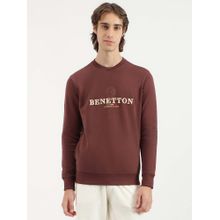 United Colors of Benetton Regular Fit Crew Neck Typography Emblem Brown Sweatshirt