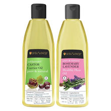 Soulflower Bestseller Castor Oil & Rosemary Lavender Suphate Free Healthy Hair Oil Combo