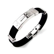 OOMPH Jewellery Black & Silver Stainless Steel Jesus Cross Wrap Bracelet For Men & Boys