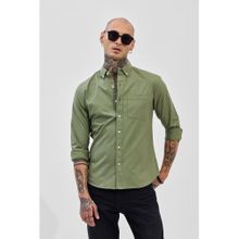 Snitch Core Lab Olive Button Down Slim Fit Shirt