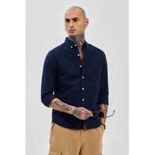 Snitch Core Lab Dark Navy Blue Button Down Slim Fit Shirt