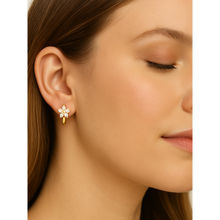 ZAISHA White 18K Gold Plated Flazo Flower Huggies Hoop Earrings