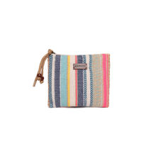 Astrid multicolor striped woven Makeup,Travel Pouch With Tassels