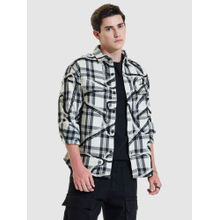 Snitch White Checks Relaxed Fit Shacket