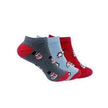 Mint & Oak Santa In Town Ankle Length Pack of 3 Socks for Women - Multi-Color (Free Size)