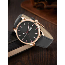 Daniel Klein Black Leather Strap Day Dated Men Watch - Dk.1.14024-3 (Medium)