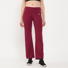 Clovia Comfort-Fit High Waist Yoga Pants - Maroon