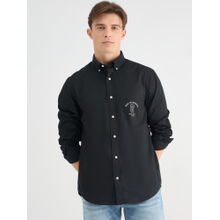 GANT Men Black Button Down Collar Full Sleeve Solid Poplin Shirt