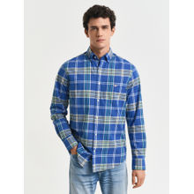 GANT Men Blue Button Down Collar Full Sleeve Tartan Check Classic Poplin Shirt