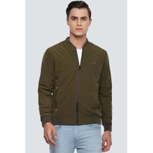 Louis Philippe Olive Solid Regular Fit Jacket