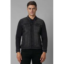 Louis Philippe Black Solid Slim Fit Jacket