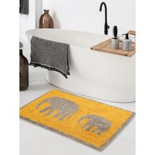 Sashaa World Mustard Elephant Patterned Bathmats (Pack of 2)