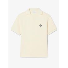 Lacoste Men Beige Loose Fit Badge Accent Fleece Polo Shirt
