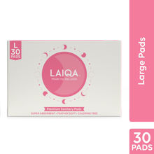 LAIQA Premium Sanitary 30 Pads Super Absorbent Feather Soft Chlorine Free - L Size