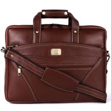 HiLEDER Pure Leather Unisex 15 Inch Stylish Cross Body Office Utility Sling Bag- Brown