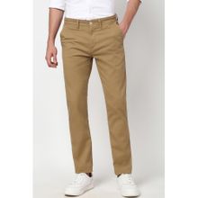 Peter England Men Beige Solid Super Slim Fit Trouser