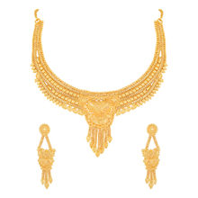 Asmitta Traditional Designer Gold Plated Choker Necklace Set