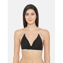 Abelino Black Transparent Back Non padded T-shirt Bra - Black