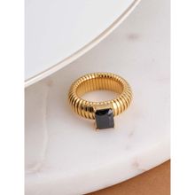 Palmonas Black Stone Snake Ring for Women-Waterproof and Anti-Tarnish