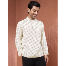 Fabindia Cream Cotton Printed Mid Placket Shirt