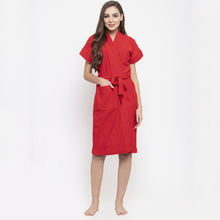 Secret Wish Women's Solid Cherry-Red Cotton Bathrobe (Free Size)