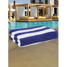 MULBERRY LIVING Poolside Classic 100% Cotton 600 Gsm Xxl Blue & White Striped Pool Towels