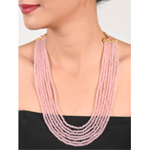 Ratnavali Jewels Seven Layer Pastel Pink-Colour Real Onyx Beads Necklace