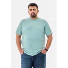 Snitch Light Blue Solid Half Sleeves Regular Casual Plus Size T-Shirt For Men