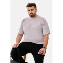 Snitch Lilac Marble Solid Half Sleeves Oversized Casual Plus Size T-Shirt For Men