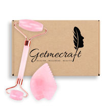 Getmecraft Rose Quartz Face Roller And Leaf Shape Gua Sha Ma...