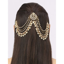 OOMPH White Gold Tone Ethnic Sheeshphool-Kundan Jadau Floral Design