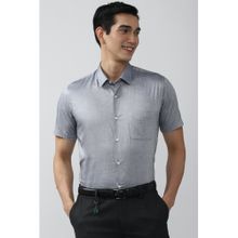 Peter England Men Grey Slim Fit Half Sleeves Formal Shirt