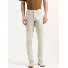 United Colors of Benetton Men Off White Cotton Blend Skinny Fit Jeans