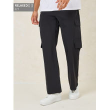 Styli Men Black Nylon Relaxed Fit Pocket Detail Cargo Pants