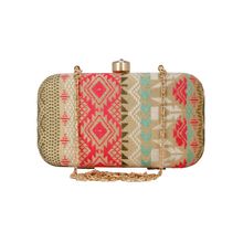 Anekaant Geomet Embroidered Party Clutch Multi